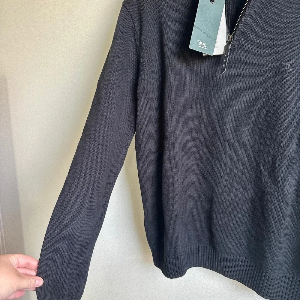Rodd & Gunn Sweater Mens S Black (Ink) Quarter Zip Pullover 100% Cotton Logo NWT
